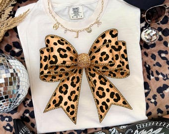 Leopard Coquette Bow PNG: Girly Shirt Design, Sublimation (Digital Download)