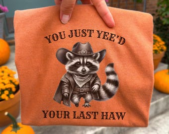 Raccoon Cowboy PNG | Vintage Western Clipart | Funny Trash Panda Digital Download