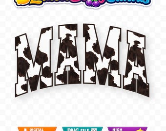 Mamá de piel de vaca PNG • Clip art de mamá con estampado de vaca del oeste • Diseño rústico de sublimación para camisetas y regalos