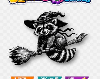 ハロウィンのアライグマPNG：不気味な季節のデジタルデザイン（デジタルダウンロード）
