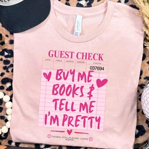 Bookish Coquette PNG: Buy Me Books, Pink Guest Check (Digital Download