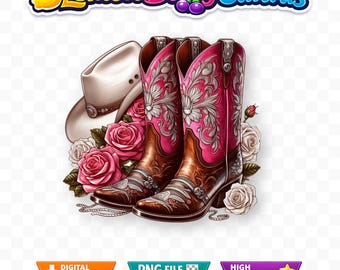 Vintage Western Cowgirl Boots PNG | Western Coquette | Country Chic Digital Download