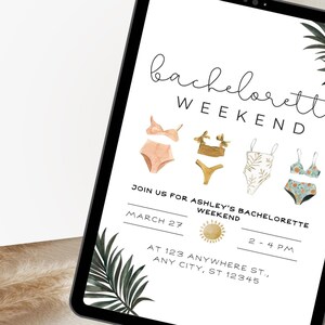Beach Bachelorette Party Invitation Template: Editable Itinerary (PDF Download