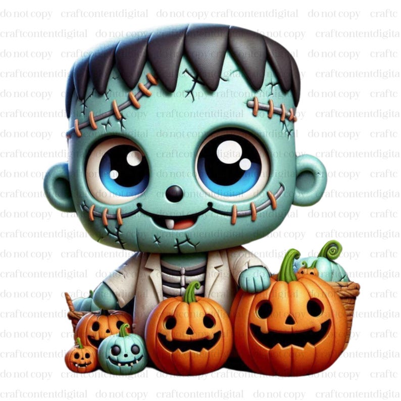 Baby Frankenstein PNG | Creepy Cuteness Halloween Monster Clipart ...