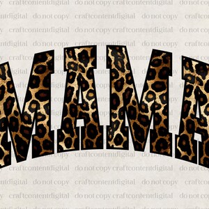 Mama Leopard PNG, Black and Gold Leopard Print Digital Download