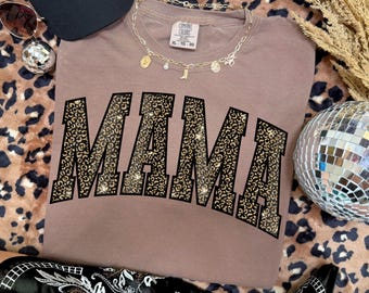 Sparkling Mama, png-bestand • Faux pailletten glitterontwerp • Gouden sublimatie-clipart voor moeders shirts en cadeaus