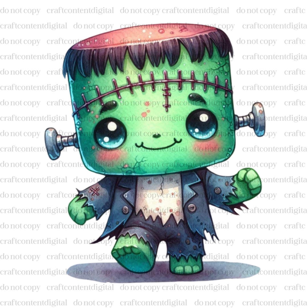 Cute Frankenstein Png, Creepy Cuteness, Halloween Png, Retro Halloween ...