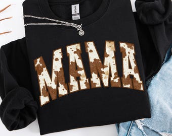 Mamá de piel de vaca PNG • Diseño de mamá con estampado de vaca occidental • Clipart de sublimación rústica para camisetas y regalos