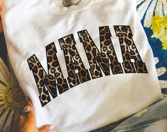 Mama Leopard PNG, Black and Gold Leopard Print Digital Download