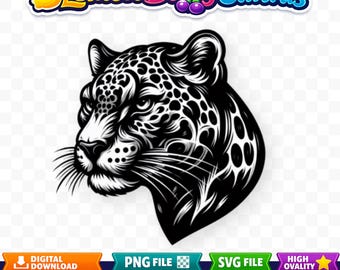 Leopard gepard SVG | Djungeldjur Clipart | Vild safari digital nedladdning för Cricut och Silhouette