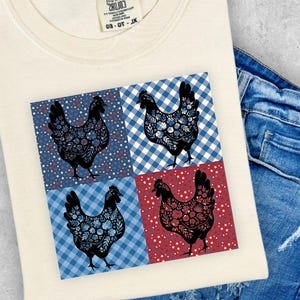 4th of July Chicken PNG Retro Chicken Clipart Patriotic Farm Animal Digital Download