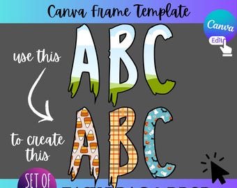 Editable Canva Alphabet Frames – 26 Drag & Drop Letter Templates for Mockups and Digital Projects