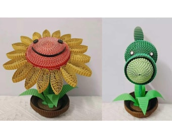 Cute Handmade Corrugated Fiberboard Art Plant Craft Decoration Plants vs. Zombies Sunflower Peashooter