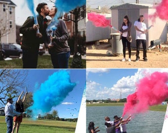 Gender Reveal Color Smoke Cannon Popper Pink Blue Party Show Photography
