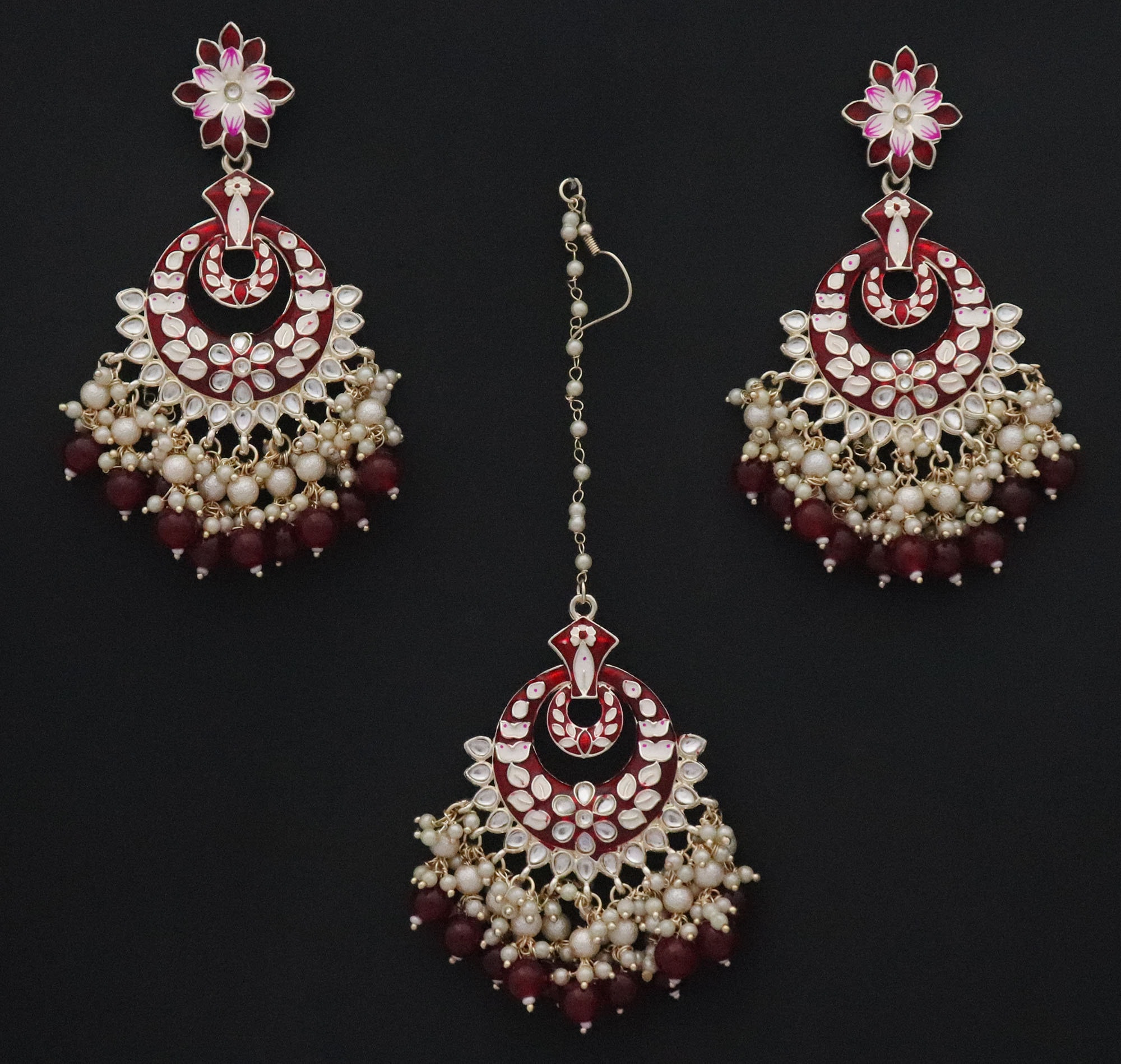 Crystal Maroon Earrings – Zok and Zaari