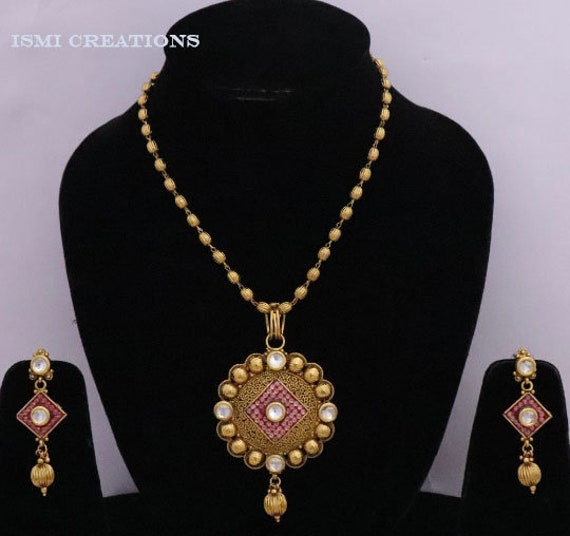 Buy Kundan Pendant Earrings Set Kundan Gold Plated Pendant Set