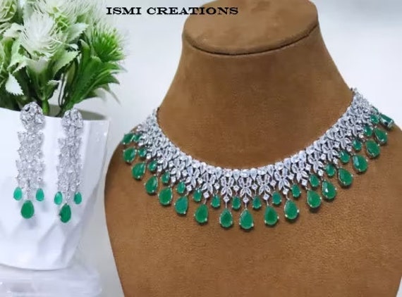 Artificial diamond necklace set online best sale