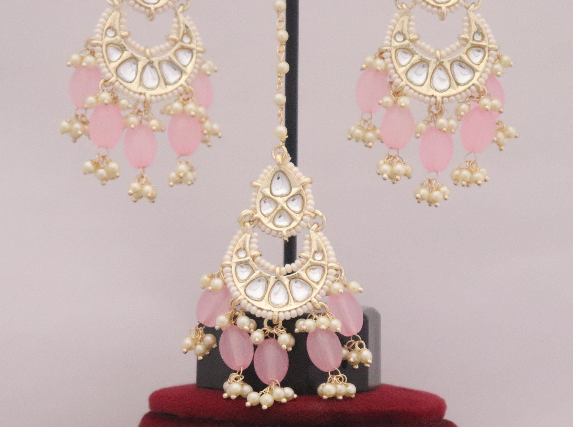 Indian Wedding Bridal Choker Necklace Set Pink Beads Choker Etsy
