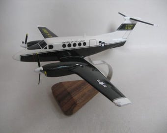 Beech King Air B200 C-12 Huron Army Green Airplane Desktop Model