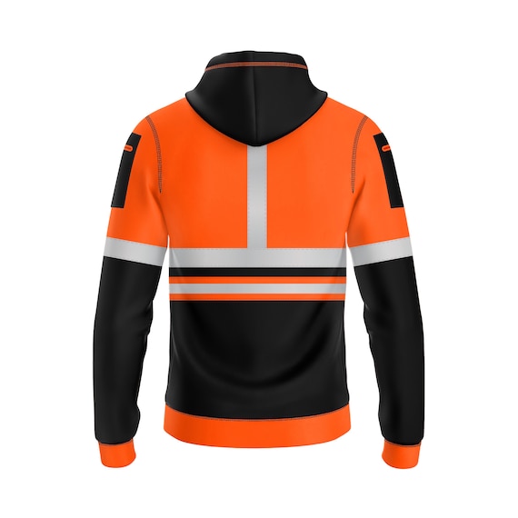 Mens Hi Viz Hi Visibility Zip up Multi Pockets Sweatshirt Work