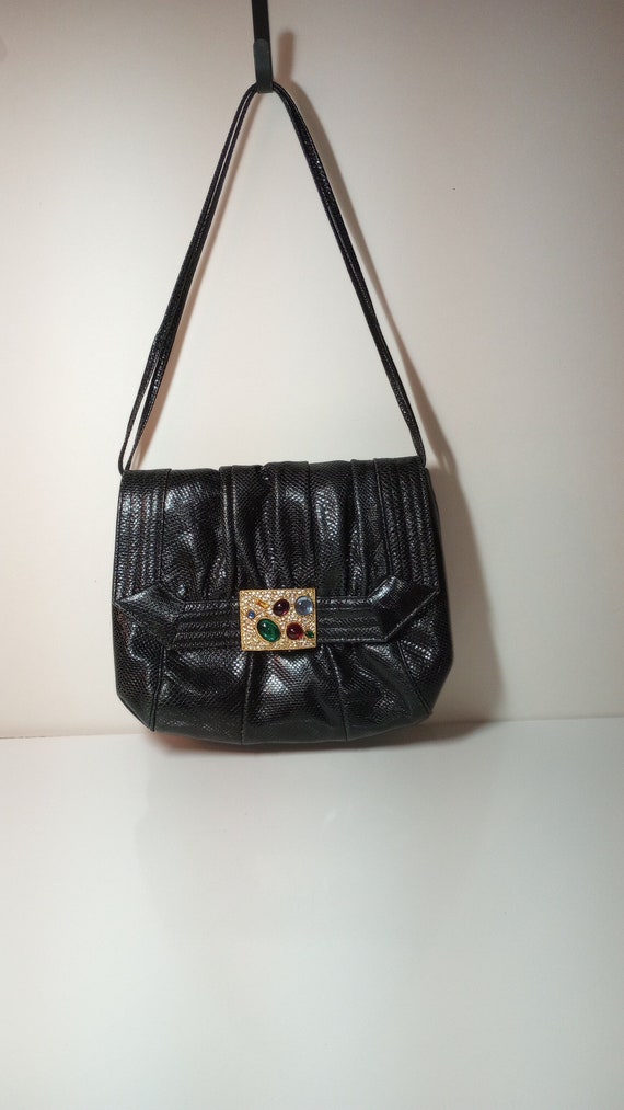 vintage black snakeskin  Sharif handbag