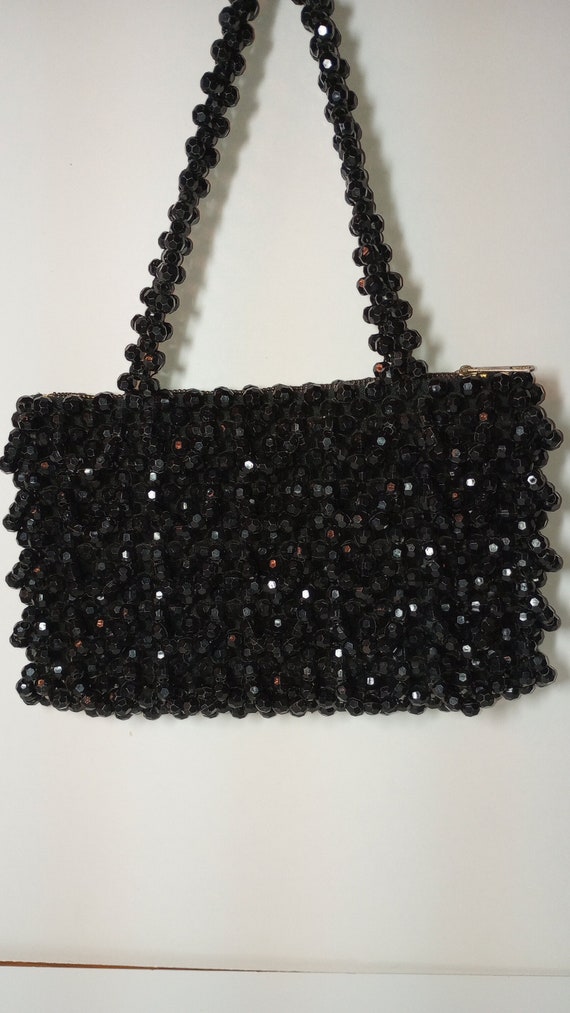 Vintage 1950's black beaded handbag.