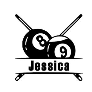 Personalized Billiards - Car Decal: Permanent Vinyl Sticker immagine 2