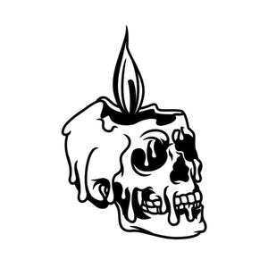 Skull Candle Car Decal: Permanent Vinyl Sticker