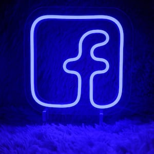 Facebook neon sign, Facebook LED sign, Facebook neon icon