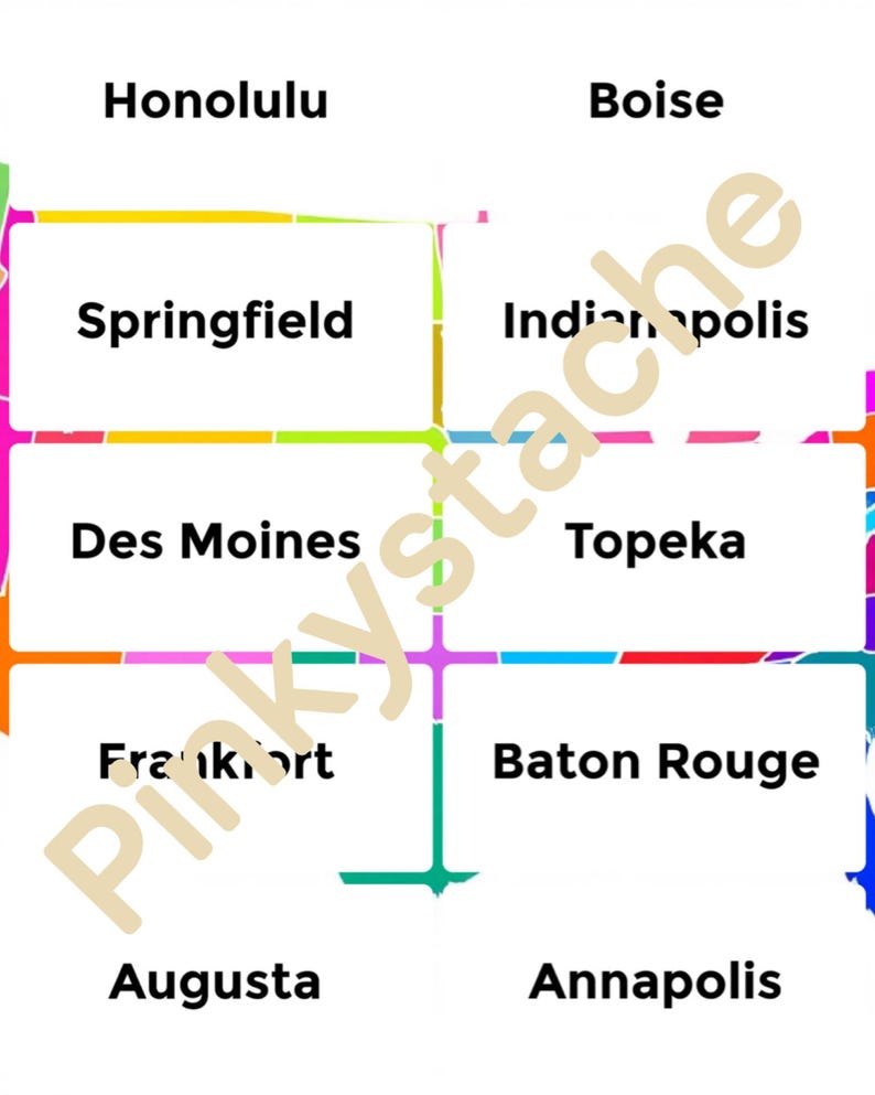 Printable 50 States & Capitals List (PDF Download) Etsy