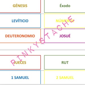 Coloridos 66 libros de la Biblia, tarjetas didácticas de bricolaje, descarga digital
