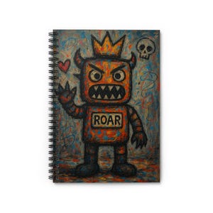 Roaring Monster Spiral Notebook, Creative Journal, Gift for Kids, Sketchbook, School Supplies, Fun Stationery, Back to School