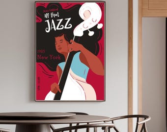 1920s Jazz Lady Art Deco Poster – Retro Woman Illustration (Digital Download)