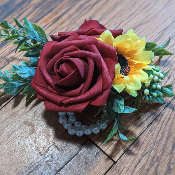 Red Rose Corsage Etsy