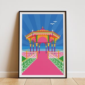 Brighton Bandstand Art Print: Colorful Coastal Illustration