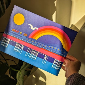 Brighton Pier Illustration Küstenlandschaft Kunstdruck