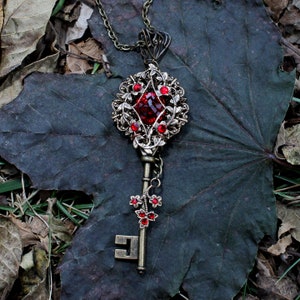 Brass Key to Your Heart Fantasy Necklace With Fairy and Swarovski Crystals,  Fantasy Jewelry, Fairy Jewelry, Key Jewelry 