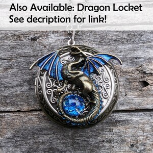 Gothic Dragon Pocket Watch Necklace: Bronze Fantasy Jewelry with Blue Opal image 8