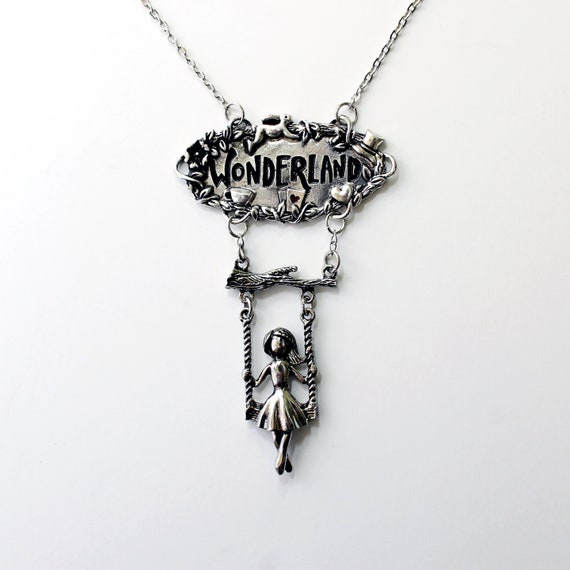 Swinging Alice in Wonderland Necklace Alice in Wonderland Jewelry