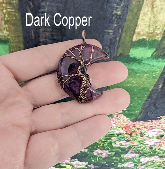 Ciondolo Lunare In Ossidiana Nera Con Albero Della Vita - Foto 13