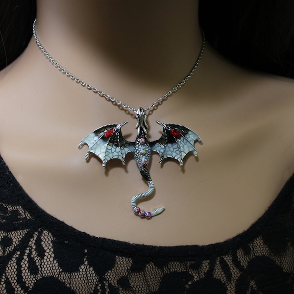 Large Dragon Brooch and Necklace in One, Dragon Jewelry, Fantasy Jewelry, Gothic Jewelry