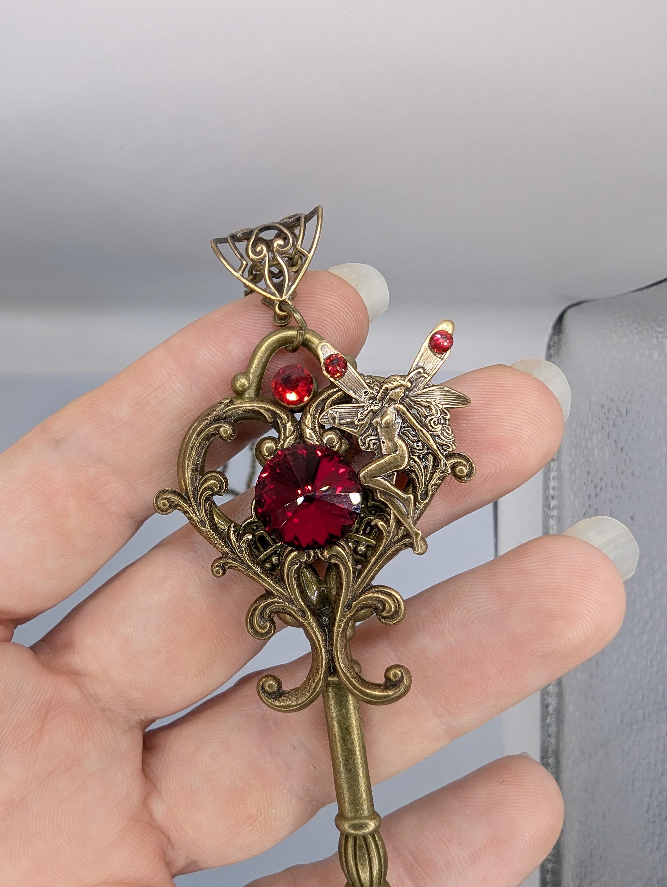 Fairy Key Necklace: Swarovski Crystal, Fantasy Jewelry - Etsy