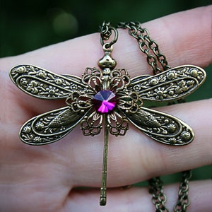 Brass Dragonfly Necklace, Dragonfly Jewelry, Gift for Dragonfly Lovers