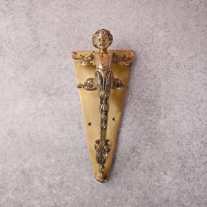 Brass Angel Door Handle 12.5inch | Cherub Door Pull | Antique Brass Handle | Vintage Door, Hardware Entryway Decor, Handmade Gift