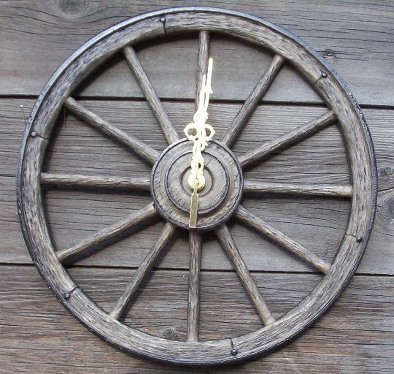 Prairie Schooner Western Wagon Wheel Clock Etsy
