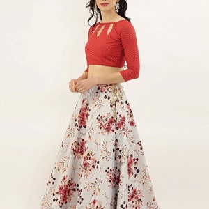 Exquisite Bollywood Lehenga Set: Digital Print Design with Stitched Top & Scarf Ensemble image 1