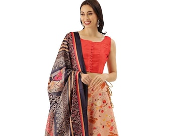 Indian Bollywood Digital Printed Lehenga Set | Stitched Top & Scarf | Mother's Sale