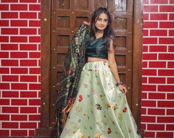 Indian Bollywood Digital Printed Lehenga - Mother's Sale! Stitched Top & Scarf Included