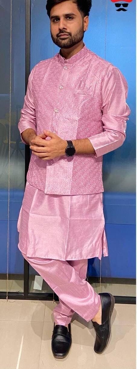 Handmade Elegant Jodhpuri Koti set Nehru Modi Jacket with Kurta Pajama Set | For Marriage Functions Festivals | Wedding Wear Mens Kurta set