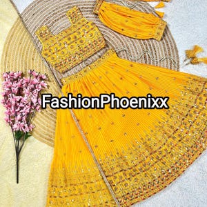 Embroidered Chinon Silk Lehenga Choli: Indian Kids Girl Dress